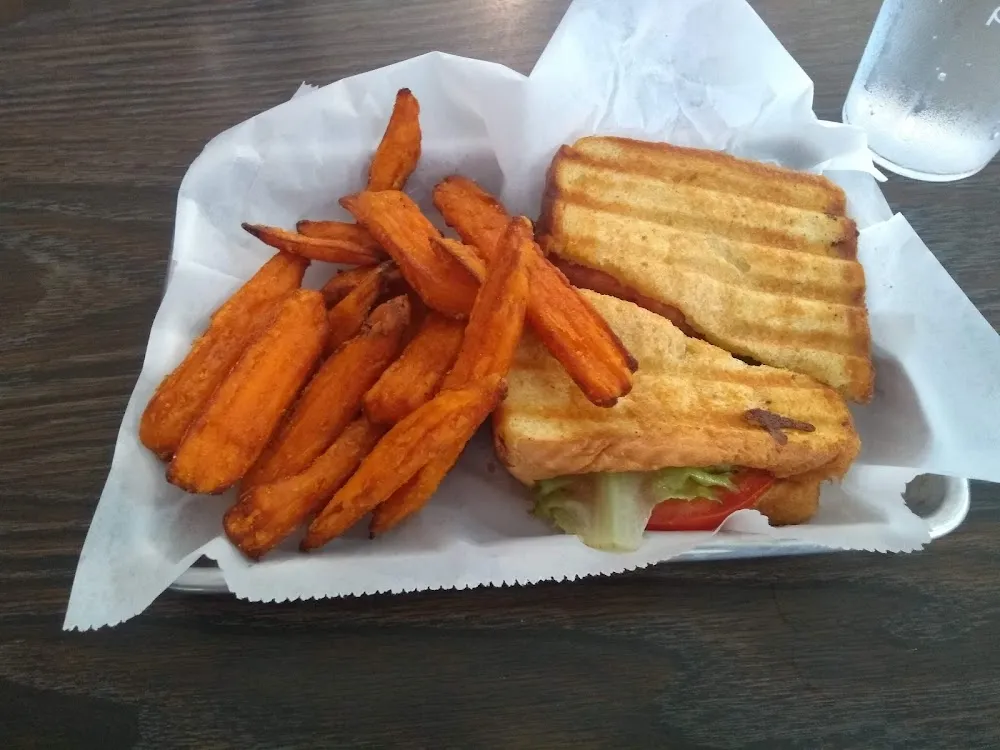 Grilled Cheese Lettuce and Tomato and Sweet Potato Fries